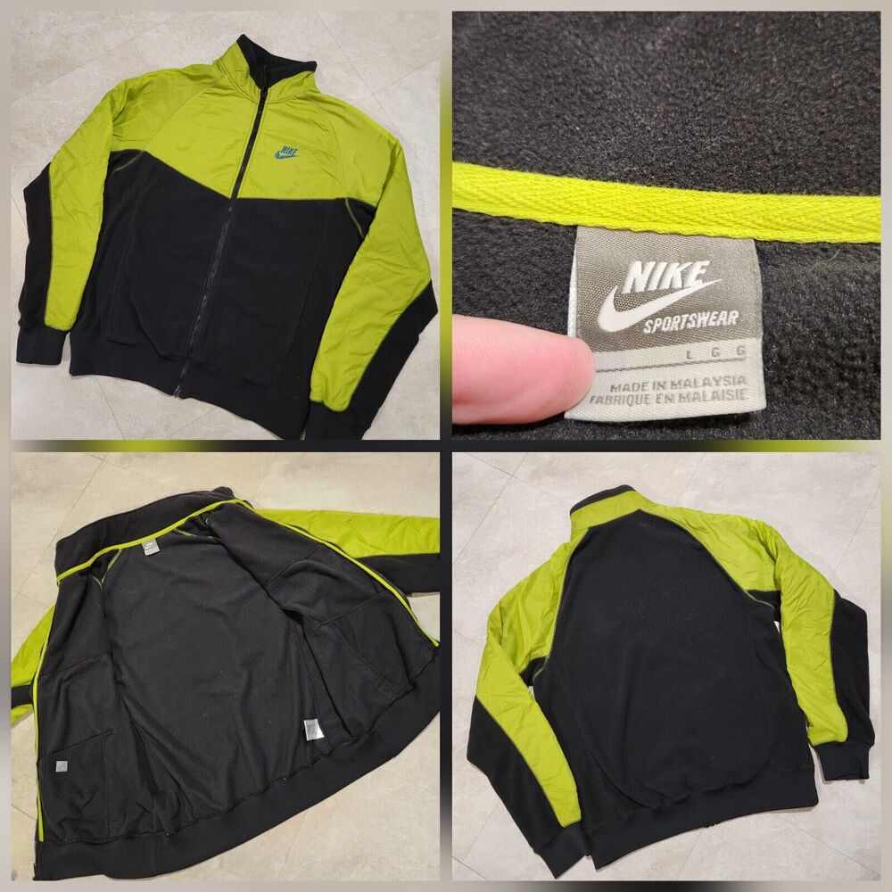 VTG NIKE Sportswear Mens L Large Fleece Nylon Full Zip Track Jacket Windbreaker